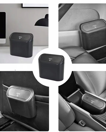 Mažas automobilinis šiukšlių kibiras ant sėdynės šono