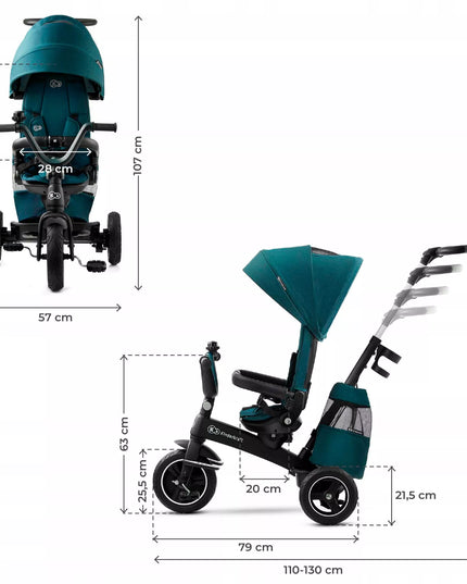 Kinderkraft Triratis dviratukas 5in1 Vežimėlis nuo 9 mėn. EASYTWIST Žalias