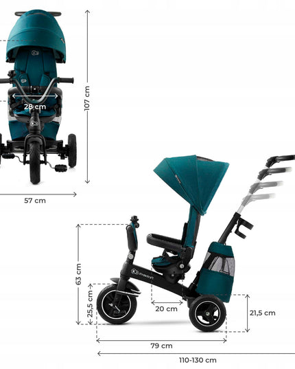 Kinderkraft Triratis dviratukas 5in1 Vežimėlis nuo 9 mėn. EASYTWIST Žalias