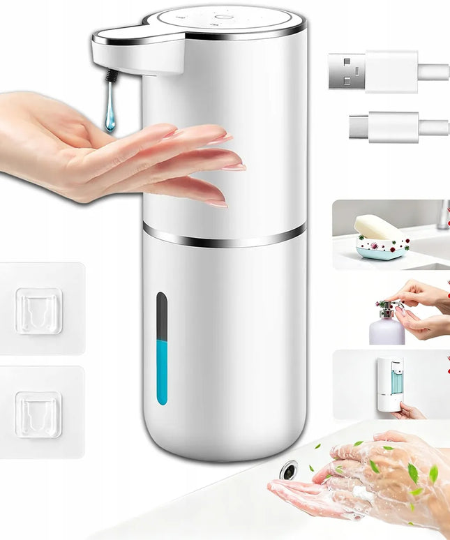 Bekontaktis automatinis muilo dozatorius 380 ml, USB-C, geliniam ir skystam muilui