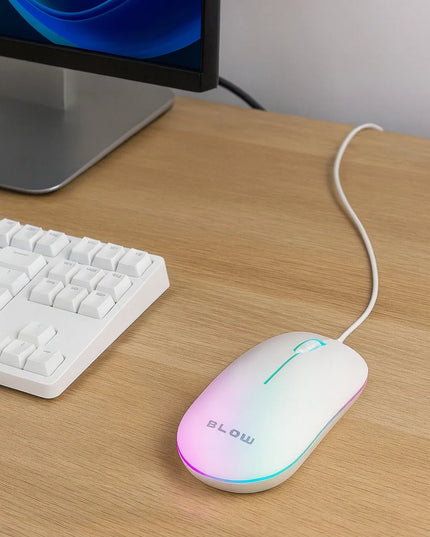 Bela optinė kompiuterinė LED USB pelė 1000 DPI, balta, nešiojamam kompiuteriui