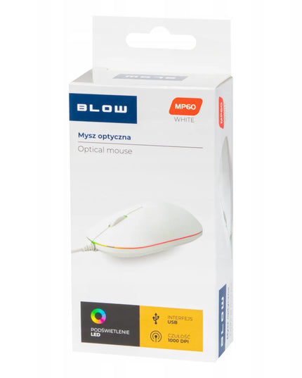 Bela optinė kompiuterinė LED USB pelė 1000 DPI, balta, nešiojamam kompiuteriui