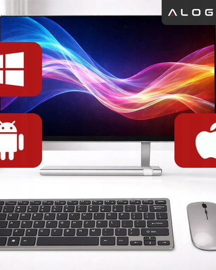 Belaidė klaviatūra ir pelė Alogy Bluetooth USB rinkinys kompiuteriui nešiojamam kompiuteriui PC