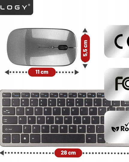 Belaidė klaviatūra ir pelė Alogy Bluetooth USB rinkinys kompiuteriui nešiojamam kompiuteriui PC