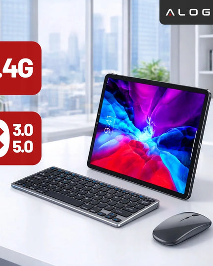 Belaidė klaviatūra ir pelė Alogy Bluetooth USB rinkinys kompiuteriui nešiojamam kompiuteriui PC