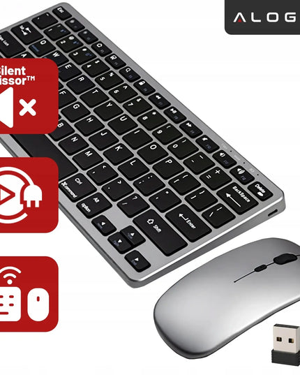 Belaidė klaviatūra ir pelė Alogy Bluetooth USB rinkinys kompiuteriui nešiojamam kompiuteriui PC