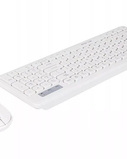 Belaidė klaviatūra ir pelė BLOW universalus USB tylus rinkinys SLIM baltas