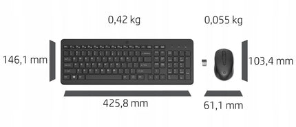 Belaidė klaviatūra ir pelė HP 330, juoda, pilno dydžio, 2V9E6AA
