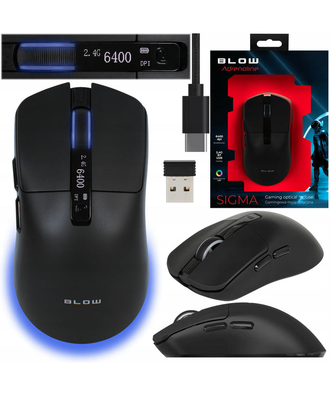 Belaidė kompiuterinė žaidimų pelė, optinė, USB, BT, RGB, 2.4G
