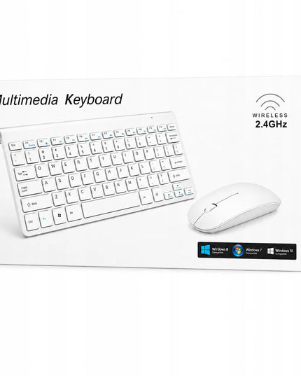 Belaidė kompiuterio klaviatūra ir pelė „Hello Case“, balta, USB 2-in-1 rinkinys