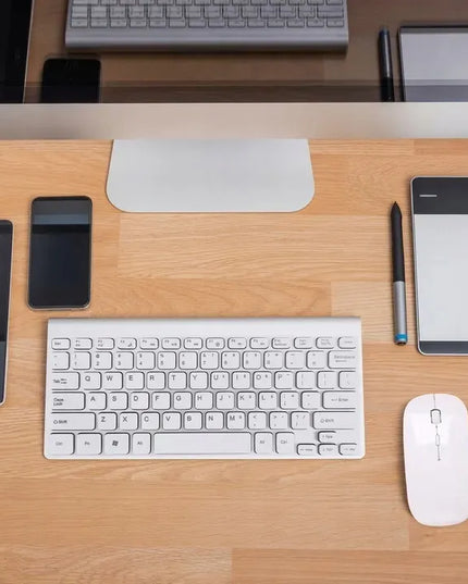 Belaidė kompiuterio klaviatūra ir pelė „Hello Case“, balta, USB 2-in-1 rinkinys