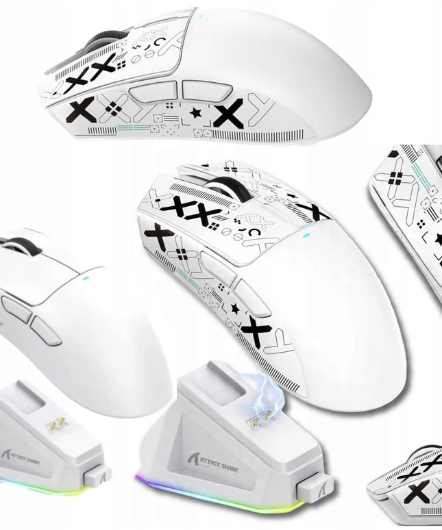 Belaidė kompiuterio pelė Attack Shark X11 balta + Grip Tape optinė