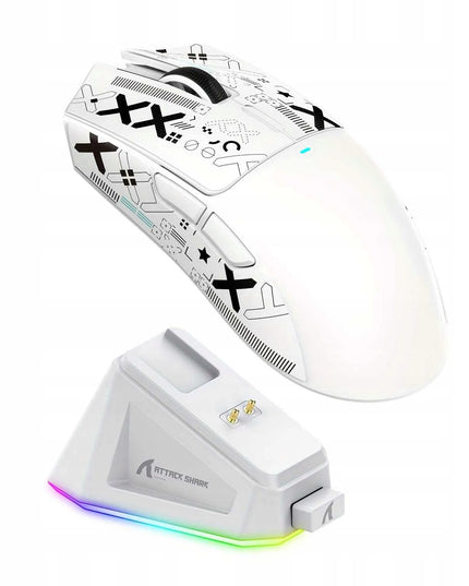 Belaidė kompiuterio pelė Attack Shark X11 balta + Grip Tape optinė