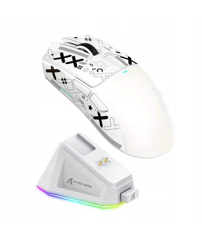 Belaidė kompiuterio pelė Attack Shark X11 balta + Grip Tape optinė