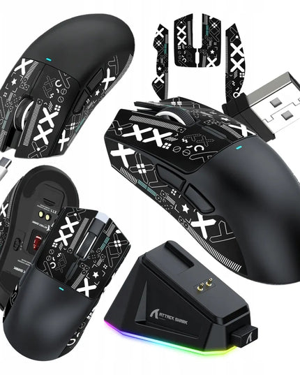 Belaidė kompiuterio pelė ATTACK SHARK X11, juoda, 22000 DPI, su sukibimo juosta
