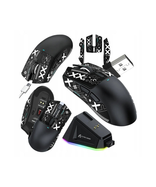 Belaidė kompiuterio pelė ATTACK SHARK X11, juoda, 22000 DPI, su sukibimo juosta