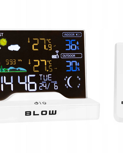 Belaidė meteorologinė stotis BLOW WS104 – termometras, higrometras, barometras, LCD ekranas