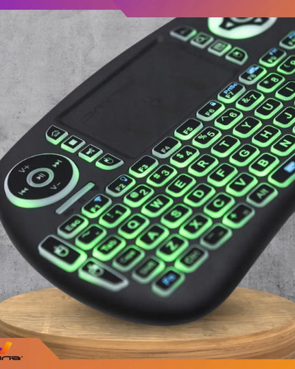Belaidė mini klaviatūra su apšvietimu ir „touchpad“ planšetėms bei telefonams