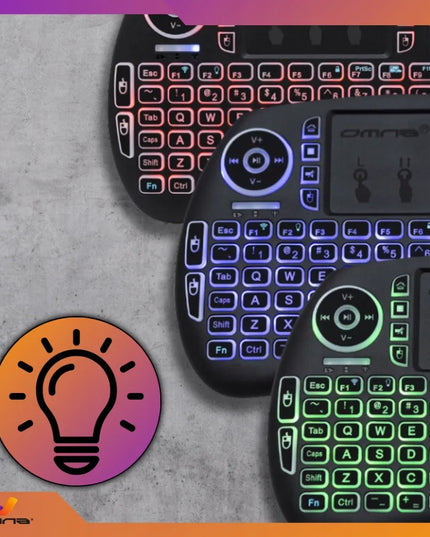 Belaidė mini klaviatūra su apšvietimu ir „touchpad“ planšetėms bei telefonams
