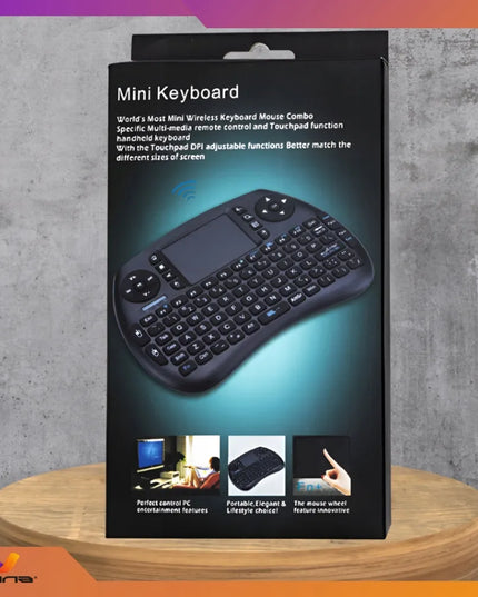 Belaidė mini klaviatūra su apšvietimu ir „touchpad“ planšetėms bei telefonams