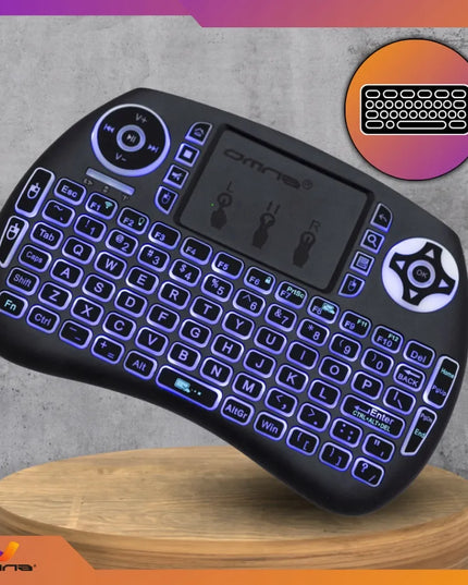 Belaidė mini klaviatūra su apšvietimu ir „touchpad“ planšetėms bei telefonams