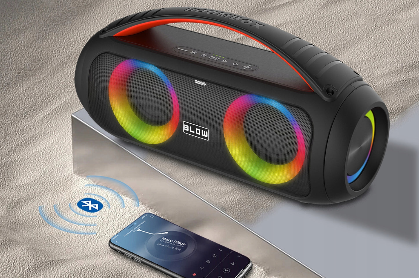 Belaidė nešiojama kolonėlė Boombox 4500mAh su karaoke, mikrofonu ir RGB apšvietimu