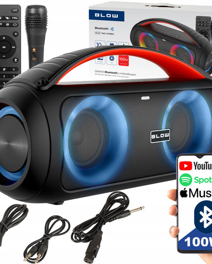 Belaidė nešiojama kolonėlė Boombox 4500mAh su karaoke, mikrofonu ir RGB apšvietimu