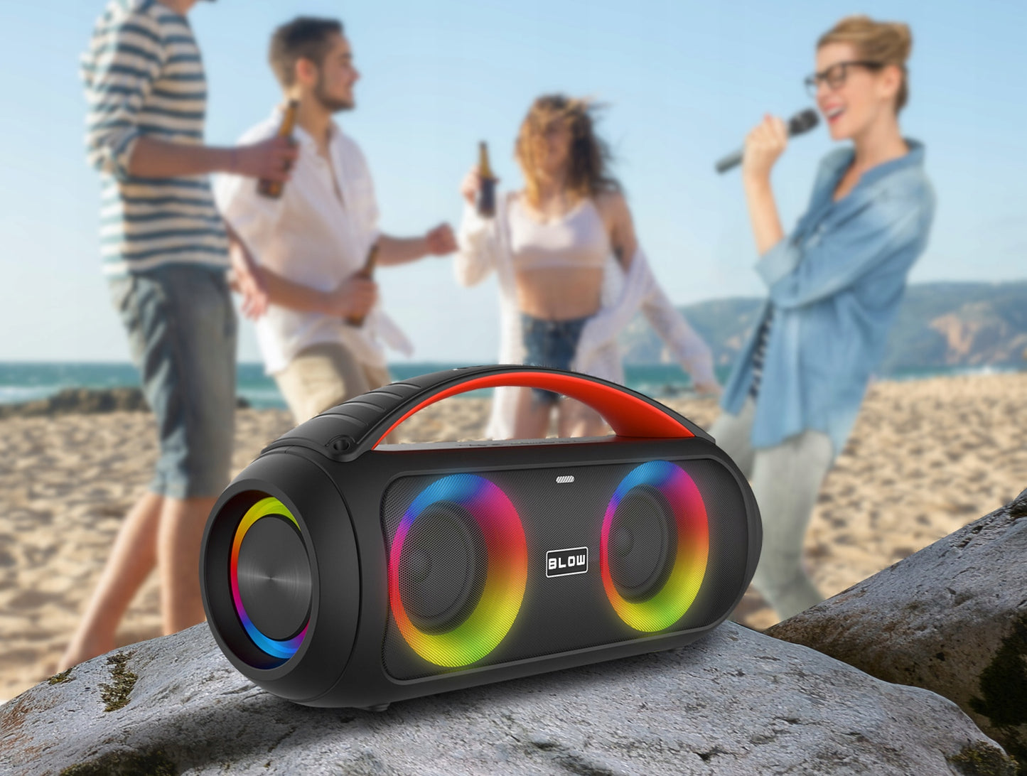 Belaidė nešiojama kolonėlė Boombox 4500mAh su karaoke, mikrofonu ir RGB apšvietimu