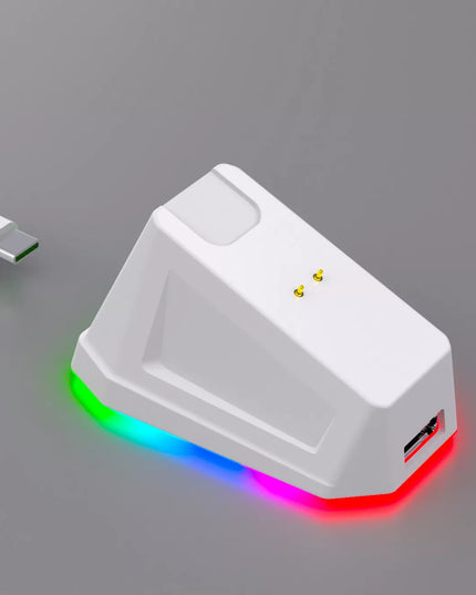 Belaidė optinė žaidimų pelė Adrenaline OMEGA su įkrovimo stotele, USB, Bluetooth, 2.4GHz, balta