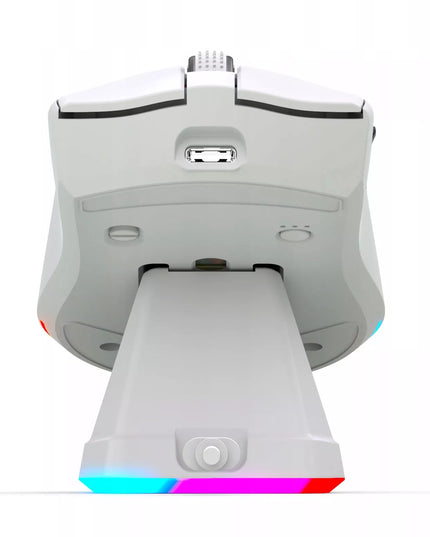 Belaidė optinė žaidimų pelė Adrenaline OMEGA su įkrovimo stotele, USB, Bluetooth, 2.4GHz, balta