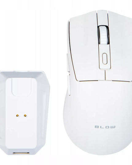 Belaidė optinė žaidimų pelė Adrenaline OMEGA su įkrovimo stotele, USB, Bluetooth, 2.4GHz, balta