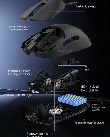 Belaidė optinė žaidimų pelė Attack Shark X8 Ultimate juoda 8K