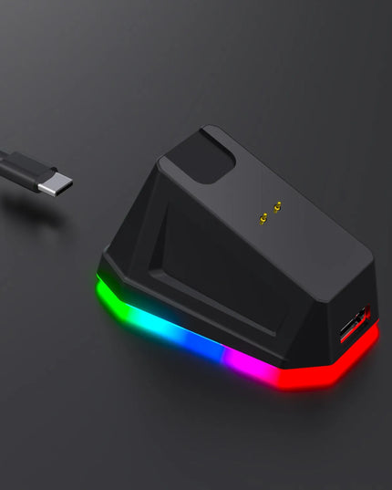 Belaidė optinė žaidimų pelė su įkrovimo stotele USB Bluetooth 2.4GHz + kilimėlis