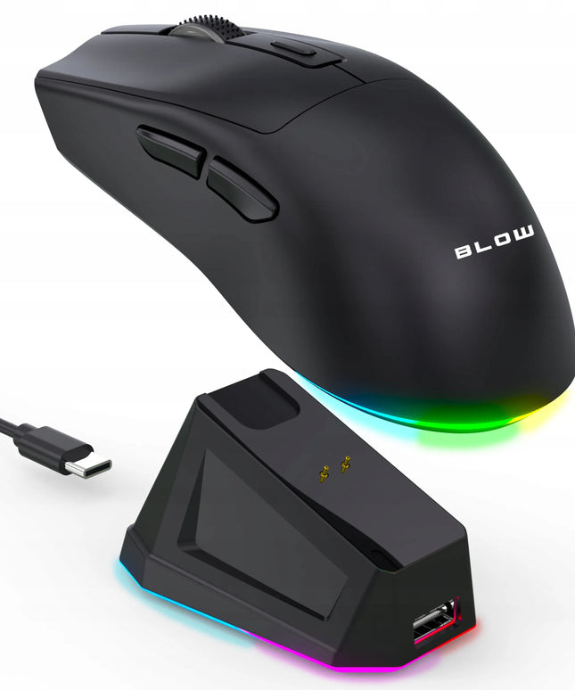 Belaidė optinė žaidimų pelė su įkrovimo stotele USB Bluetooth 2.4GHz + kilimėlis