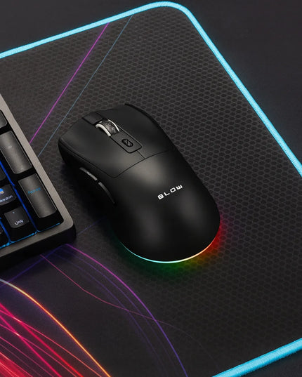 Belaidė optinė žaidimų pelė su įkrovimo stotele USB Bluetooth 2.4GHz + kilimėlis