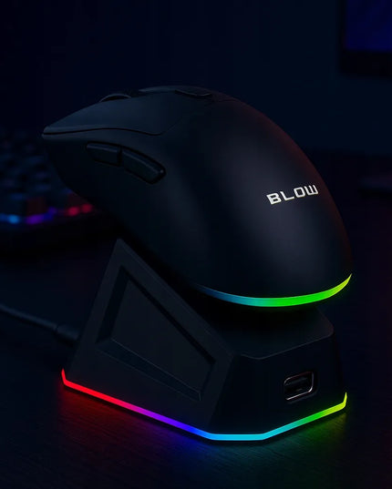 Belaidė optinė žaidimų pelė su įkrovimo stotele USB Bluetooth 2.4GHz + kilimėlis