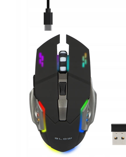 Belaidė optinė žaidimų pelė USB nešiojamam ir stacionariam kompiuteriui 2,4 GHz, juoda