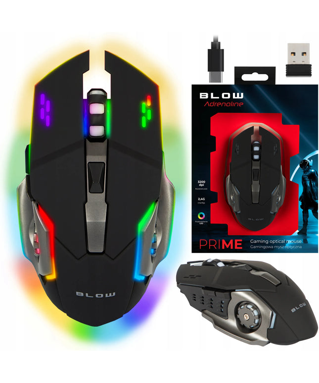 Belaidė optinė žaidimų pelė USB nešiojamam ir stacionariam kompiuteriui 2,4 GHz, juoda