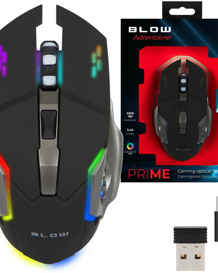 Belaidė optinė žaidimų pelė USB nešiojamam ir stacionariam kompiuteriui 2,4 GHz, juoda