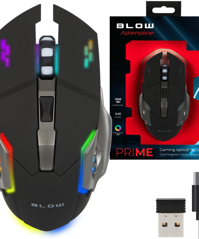 Belaidė optinė žaidimų pelė USB nešiojamam ir stacionariam kompiuteriui 2,4 GHz, juoda