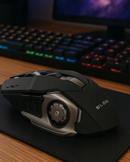 Belaidė optinė žaidimų pelė USB nešiojamam ir stacionariam kompiuteriui 2,4 GHz, juoda