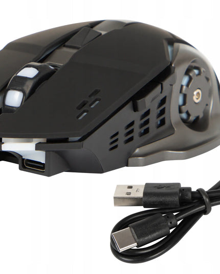 Belaidė optinė žaidimų pelė USB nešiojamam ir stacionariam kompiuteriui 2,4 GHz, juoda