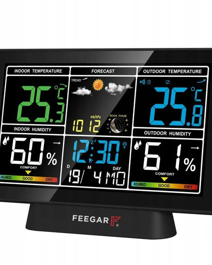 Belaidė orų stotelė Feegar LCD 7,5" barometras termometras