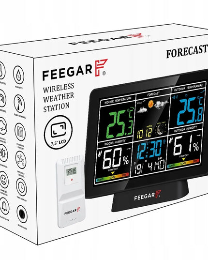 Belaidė orų stotelė Feegar LCD 7,5" barometras termometras