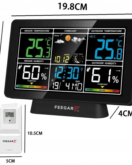 Belaidė orų stotelė Feegar LCD 7,5" barometras termometras