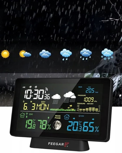 Belaidė orų stotelė Feegar Rain 7,5" Barometras Kritulių matuoklis