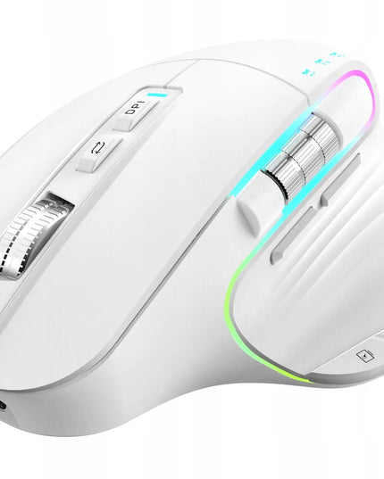 Belaidė pelė Triadyn NEREID, balta, 2 slinkties ratukai, Bluetooth, 3200 DPI