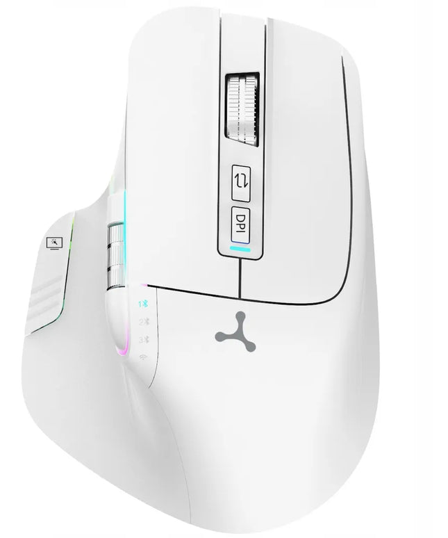 Belaidė pelė Triadyn NEREID, balta, 2 slinkties ratukai, Bluetooth, 3200 DPI