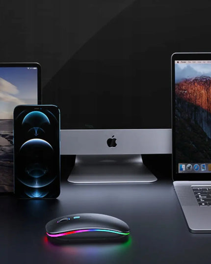 Belaidė RGB pelė su Bluetooth, tyli, skirta planšetėms, išmaniesiems televizoriams ir išmaniesiems telefonams