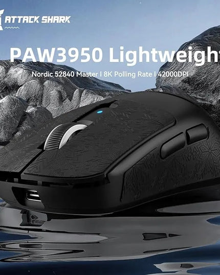 Belaidė žaidimų pelė ATTACK SHARK R6, 39g, 42000 DPI, BT/2.4G/USB, juoda